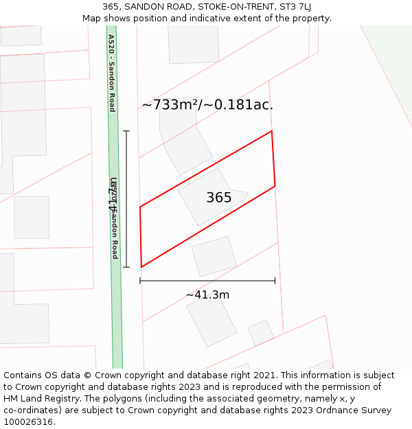 365, SANDON ROAD, STOKE-ON-TRENT, ST3 7LJ: Plot and title map