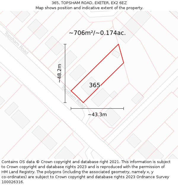 365, TOPSHAM ROAD, EXETER, EX2 6EZ: Plot and title map