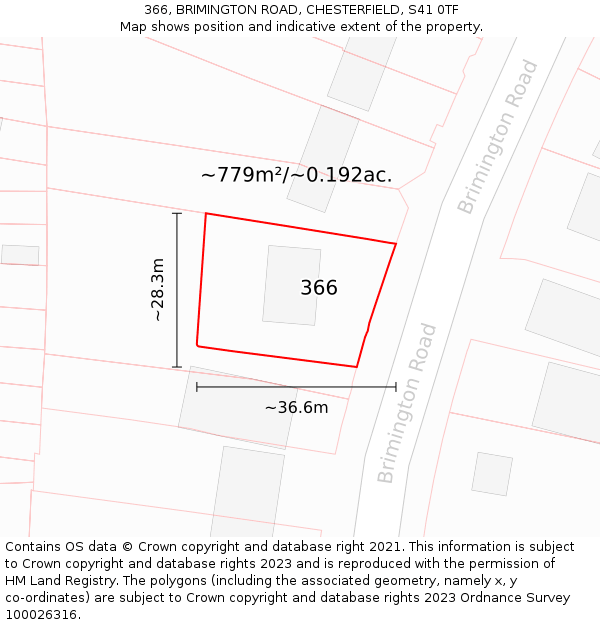 366, BRIMINGTON ROAD, CHESTERFIELD, S41 0TF: Plot and title map