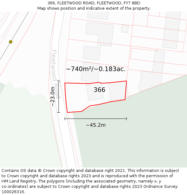 366, FLEETWOOD ROAD, FLEETWOOD, FY7 8BD: Plot and title map