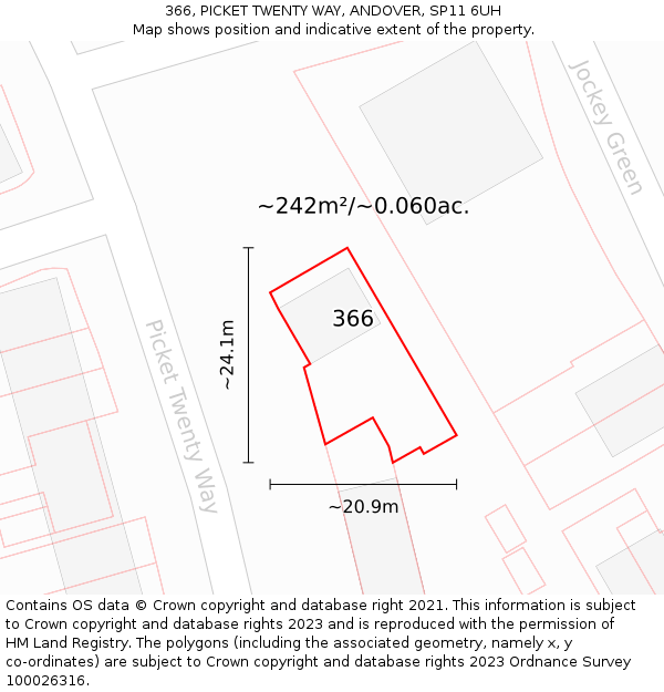 366, PICKET TWENTY WAY, ANDOVER, SP11 6UH: Plot and title map