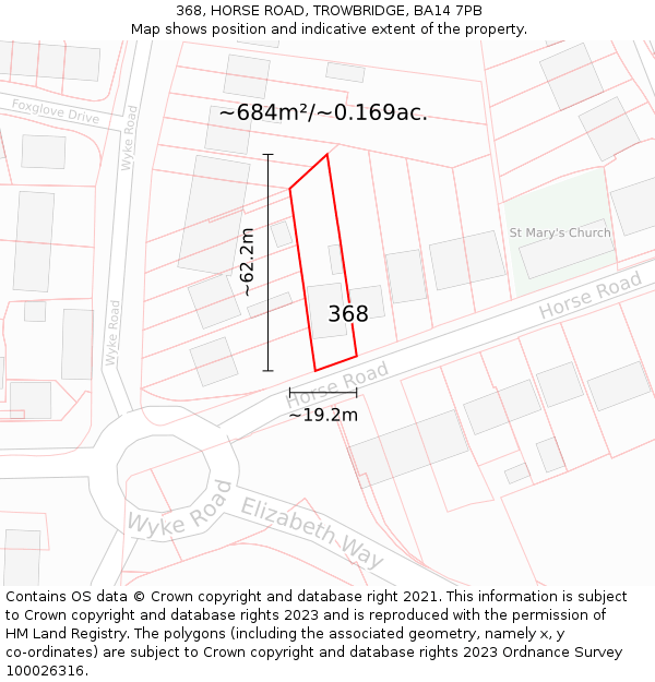 368, HORSE ROAD, TROWBRIDGE, BA14 7PB: Plot and title map