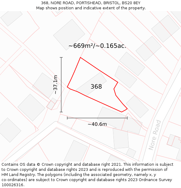 368, NORE ROAD, PORTISHEAD, BRISTOL, BS20 8EY: Plot and title map