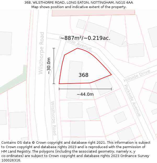 368, WILSTHORPE ROAD, LONG EATON, NOTTINGHAM, NG10 4AA: Plot and title map