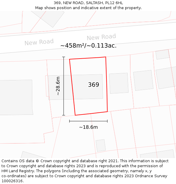 369, NEW ROAD, SALTASH, PL12 6HL: Plot and title map