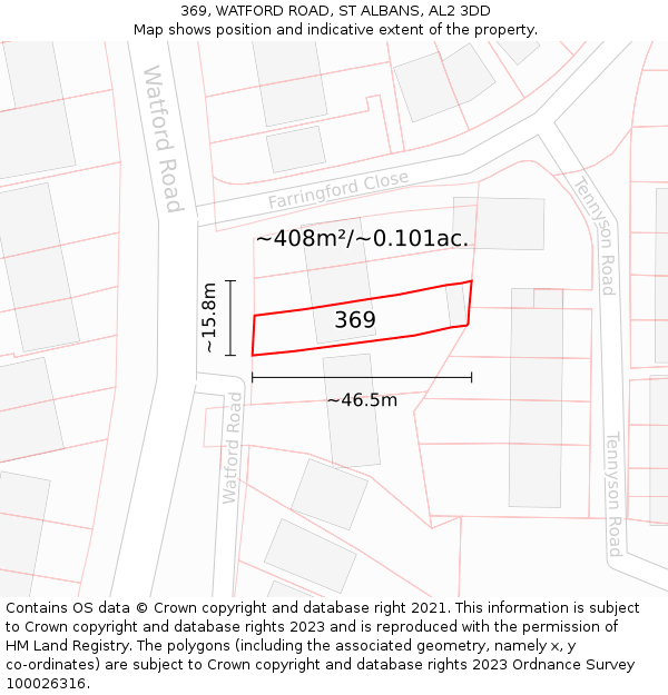 369, WATFORD ROAD, ST ALBANS, AL2 3DD: Plot and title map