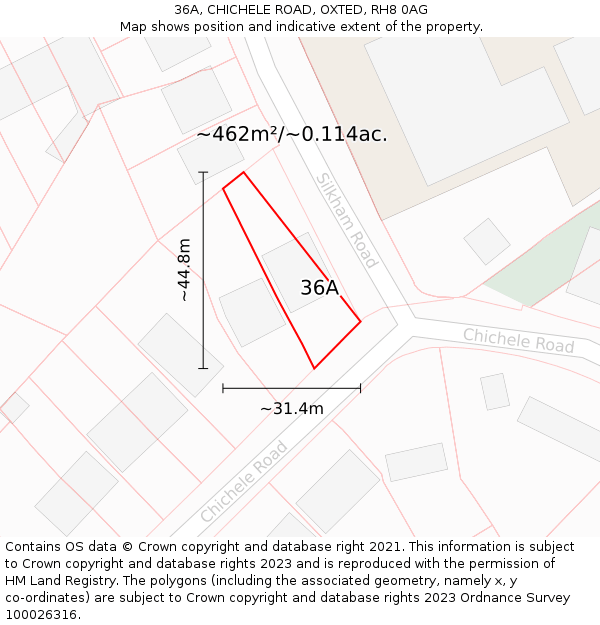 36A, CHICHELE ROAD, OXTED, RH8 0AG: Plot and title map