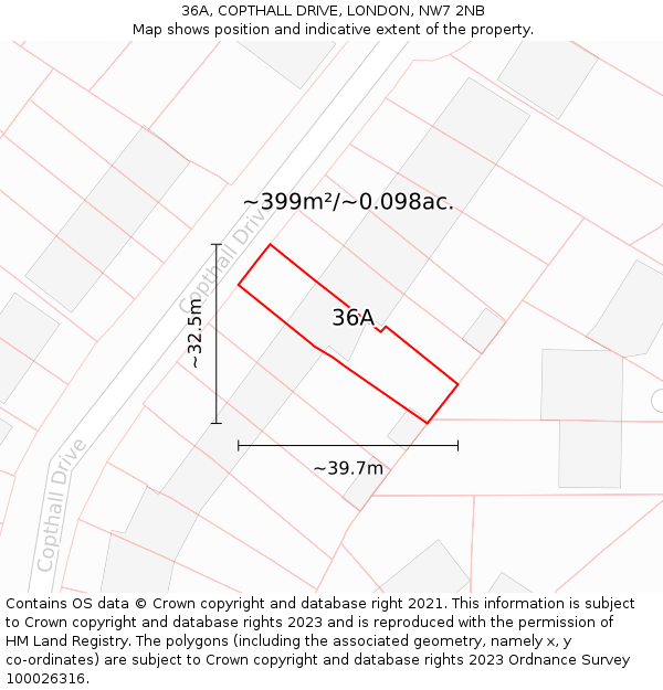 36A, COPTHALL DRIVE, LONDON, NW7 2NB: Plot and title map