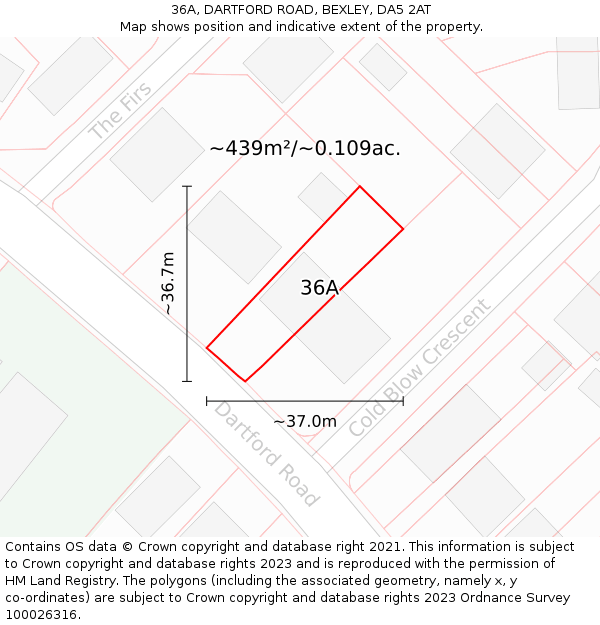 36A, DARTFORD ROAD, BEXLEY, DA5 2AT: Plot and title map