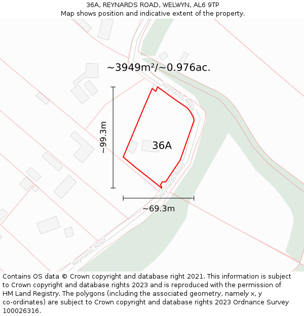 36A, REYNARDS ROAD, WELWYN, AL6 9TP: Plot and title map