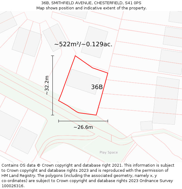 36B, SMITHFIELD AVENUE, CHESTERFIELD, S41 0PS: Plot and title map