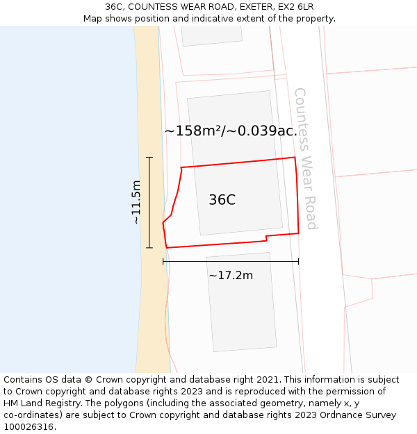 36C, COUNTESS WEAR ROAD, EXETER, EX2 6LR: Plot and title map