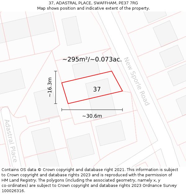 37, ADASTRAL PLACE, SWAFFHAM, PE37 7RG: Plot and title map