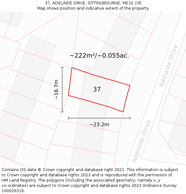 37, ADELAIDE DRIVE, SITTINGBOURNE, ME10 1YE: Plot and title map