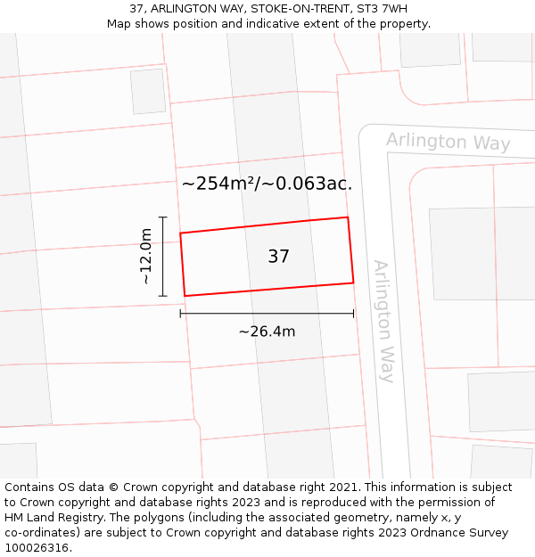 37, ARLINGTON WAY, STOKE-ON-TRENT, ST3 7WH: Plot and title map