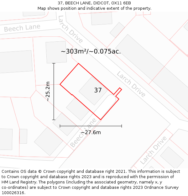 37, BEECH LANE, DIDCOT, OX11 6EB: Plot and title map