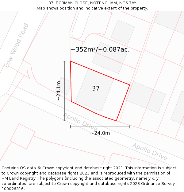 37, BORMAN CLOSE, NOTTINGHAM, NG6 7AY: Plot and title map