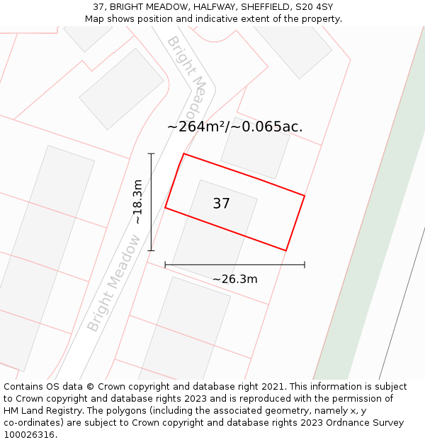 37, BRIGHT MEADOW, HALFWAY, SHEFFIELD, S20 4SY: Plot and title map