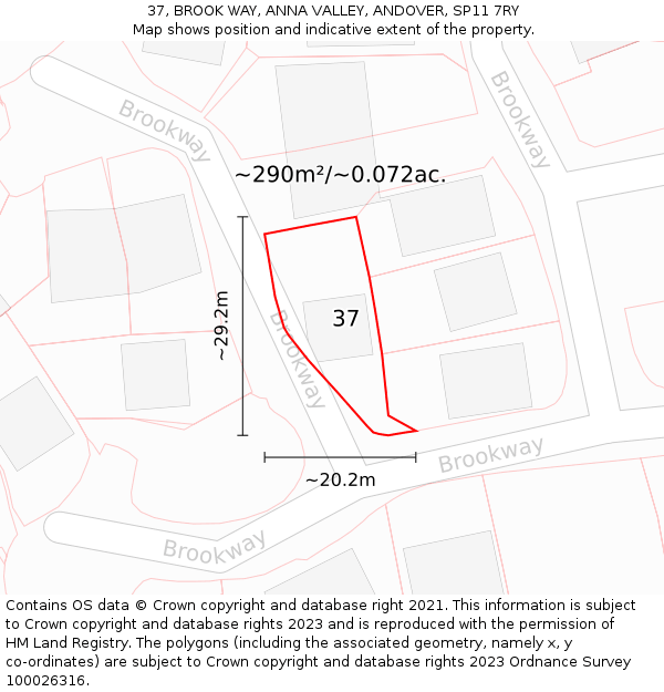 37, BROOK WAY, ANNA VALLEY, ANDOVER, SP11 7RY: Plot and title map