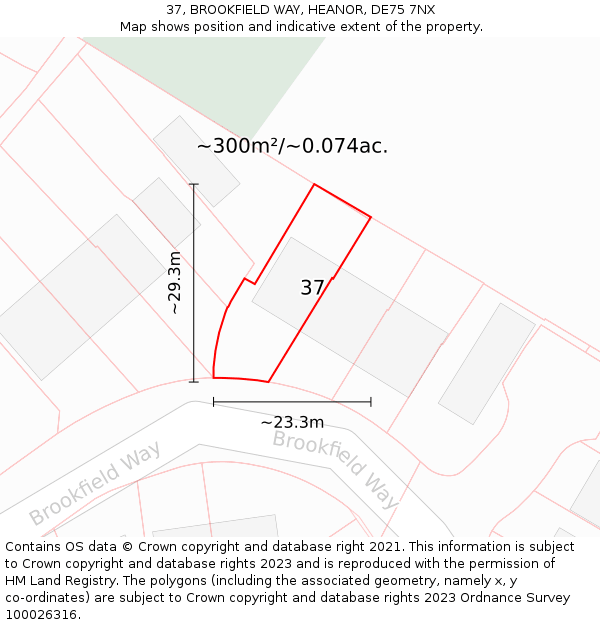 37, BROOKFIELD WAY, HEANOR, DE75 7NX: Plot and title map