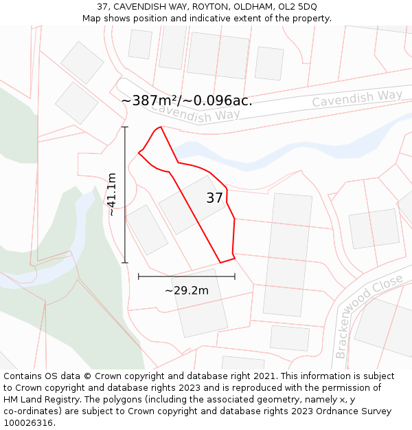 37, CAVENDISH WAY, ROYTON, OLDHAM, OL2 5DQ: Plot and title map