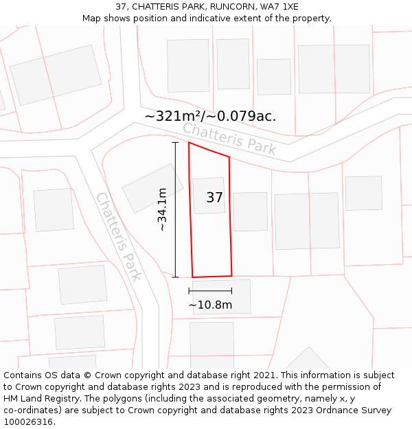 37, CHATTERIS PARK, RUNCORN, WA7 1XE: Plot and title map