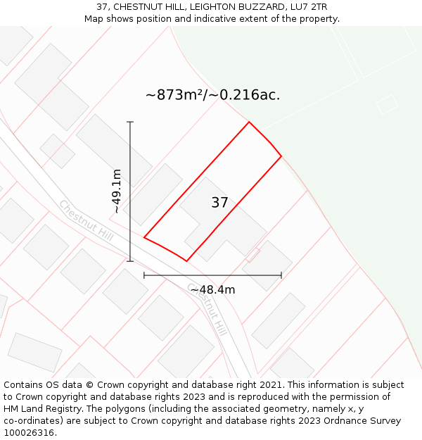 37, CHESTNUT HILL, LEIGHTON BUZZARD, LU7 2TR: Plot and title map