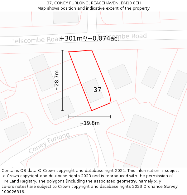 37, CONEY FURLONG, PEACEHAVEN, BN10 8EH: Plot and title map