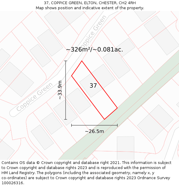 37, COPPICE GREEN, ELTON, CHESTER, CH2 4RH: Plot and title map