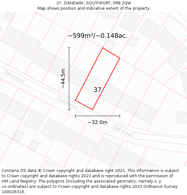 37, DANEWAY, SOUTHPORT, PR8 2QW: Plot and title map