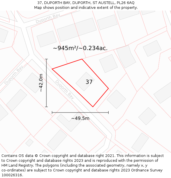 37, DUPORTH BAY, DUPORTH, ST AUSTELL, PL26 6AQ: Plot and title map