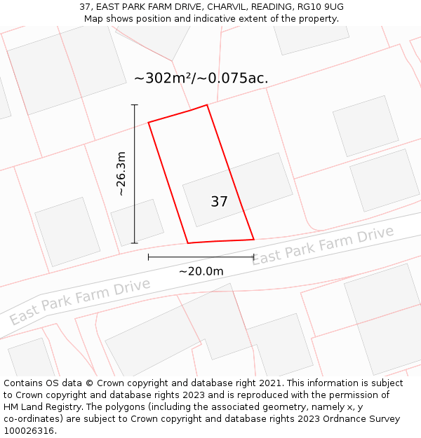 37, EAST PARK FARM DRIVE, CHARVIL, READING, RG10 9UG: Plot and title map