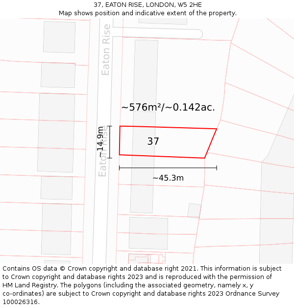 37, EATON RISE, LONDON, W5 2HE: Plot and title map