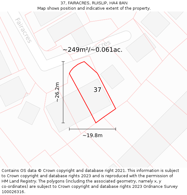 37, FAIRACRES, RUISLIP, HA4 8AN: Plot and title map