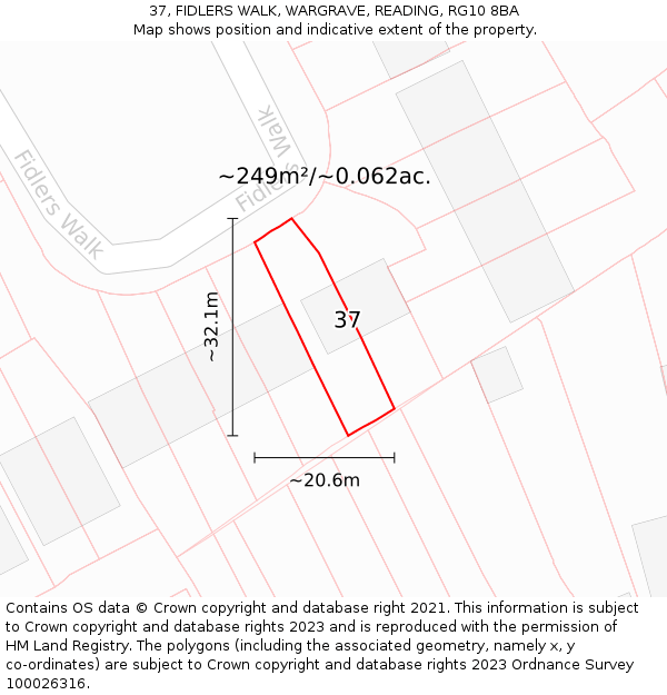37, FIDLERS WALK, WARGRAVE, READING, RG10 8BA: Plot and title map