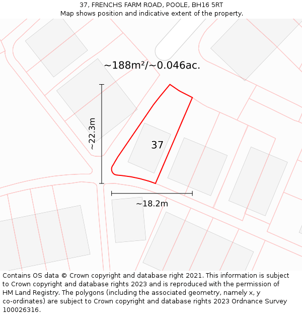 37, FRENCHS FARM ROAD, POOLE, BH16 5RT: Plot and title map