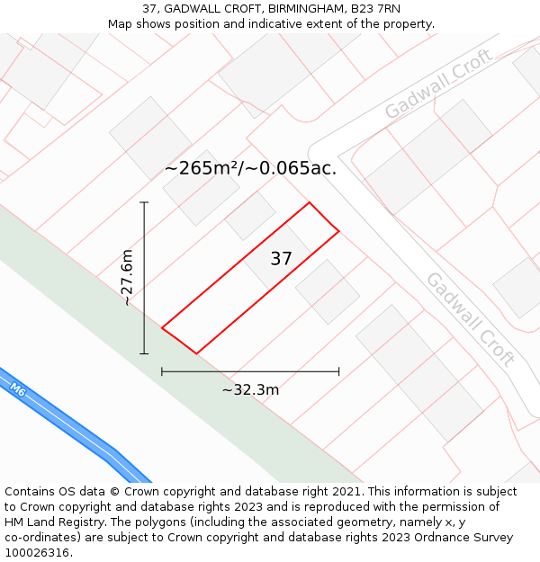 37, GADWALL CROFT, BIRMINGHAM, B23 7RN: Plot and title map