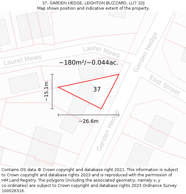 37, GARDEN HEDGE, LEIGHTON BUZZARD, LU7 1DJ: Plot and title map