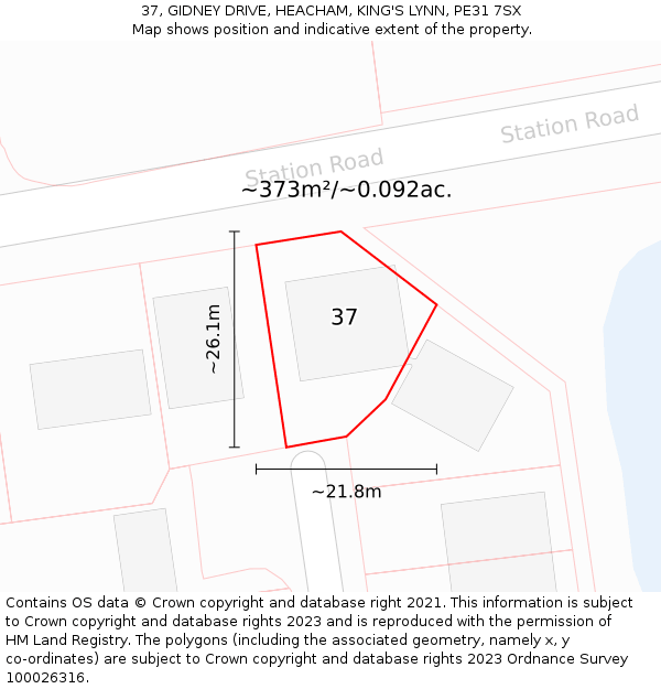 37, GIDNEY DRIVE, HEACHAM, KING'S LYNN, PE31 7SX: Plot and title map