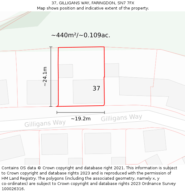 37, GILLIGANS WAY, FARINGDON, SN7 7FX: Plot and title map