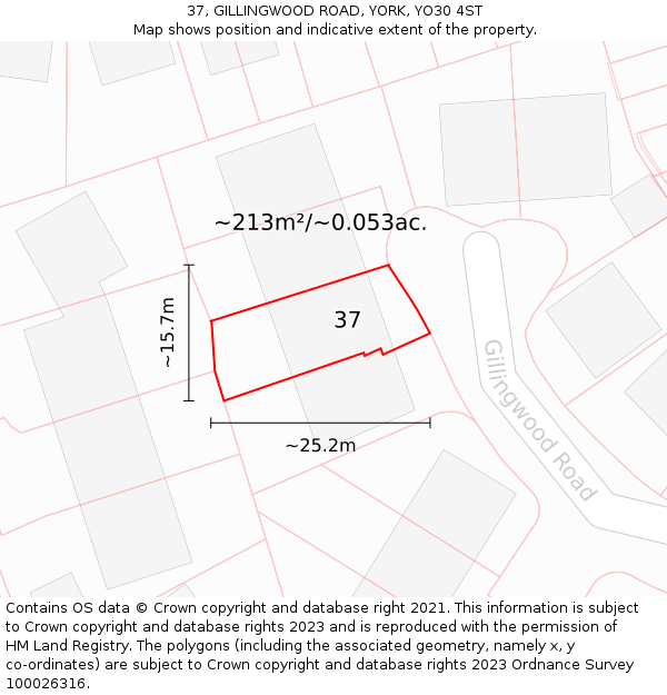 37, GILLINGWOOD ROAD, YORK, YO30 4ST: Plot and title map