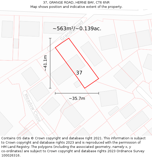 37, GRANGE ROAD, HERNE BAY, CT6 6NR: Plot and title map