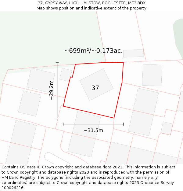 37, GYPSY WAY, HIGH HALSTOW, ROCHESTER, ME3 8DX: Plot and title map