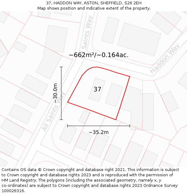 37, HADDON WAY, ASTON, SHEFFIELD, S26 2EH: Plot and title map