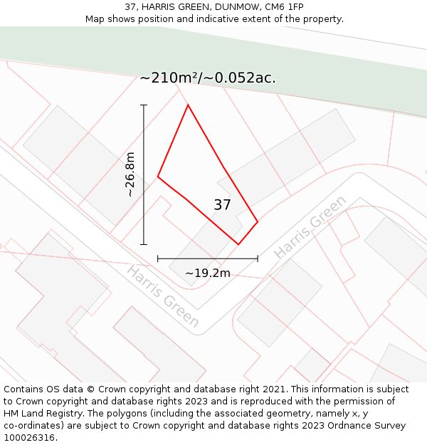 37, HARRIS GREEN, DUNMOW, CM6 1FP: Plot and title map