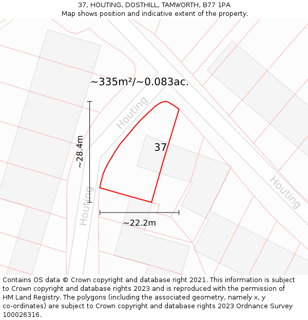 37, HOUTING, DOSTHILL, TAMWORTH, B77 1PA: Plot and title map