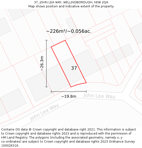 37, JOHN LEA WAY, WELLINGBOROUGH, NN8 2QA: Plot and title map