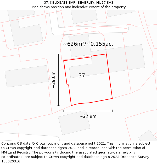 37, KELDGATE BAR, BEVERLEY, HU17 8AS: Plot and title map