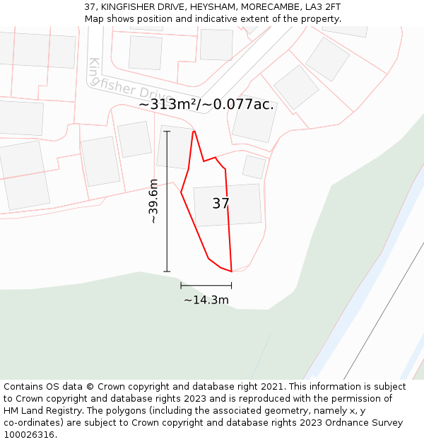37, KINGFISHER DRIVE, HEYSHAM, MORECAMBE, LA3 2FT: Plot and title map