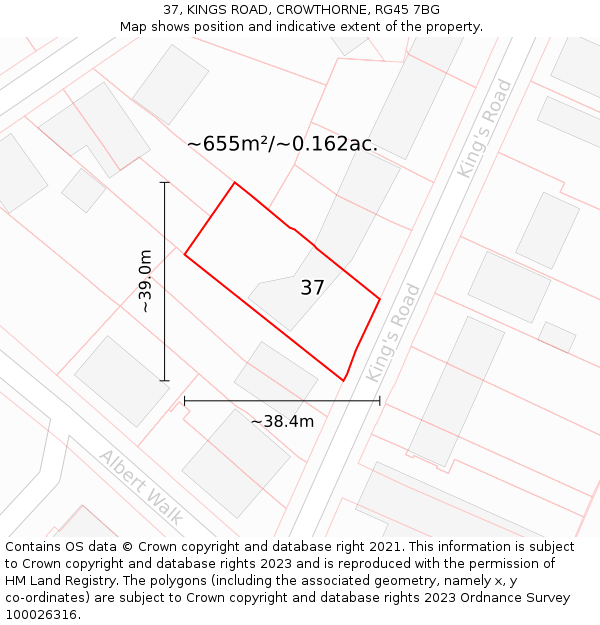 37, KINGS ROAD, CROWTHORNE, RG45 7BG: Plot and title map